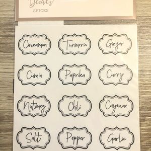 Spice Jar Decals Pack of 12 Small